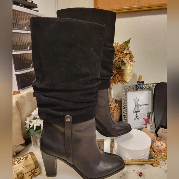NEW DONALD PLINER Odessa LEATHER SUEDE CLASSY Elegant Knee-High Boots 6.5